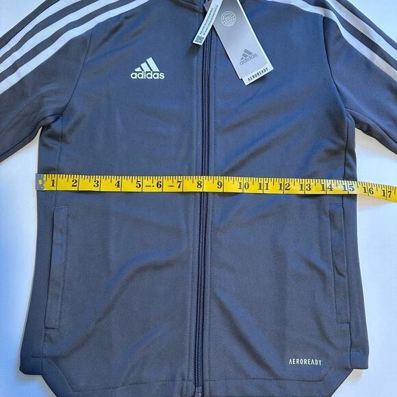 NWT adidas Track Jacket Gray Kids Small - Picture 4 of 7